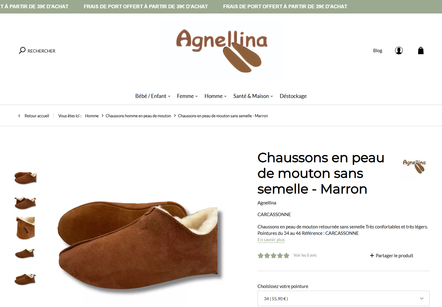 Capture de la page officielle de Agnellina Carcassonne