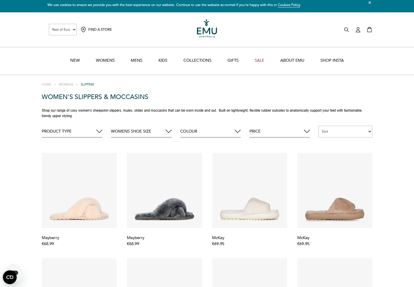 Capture de la page officielle de EMU Australia Mayberry