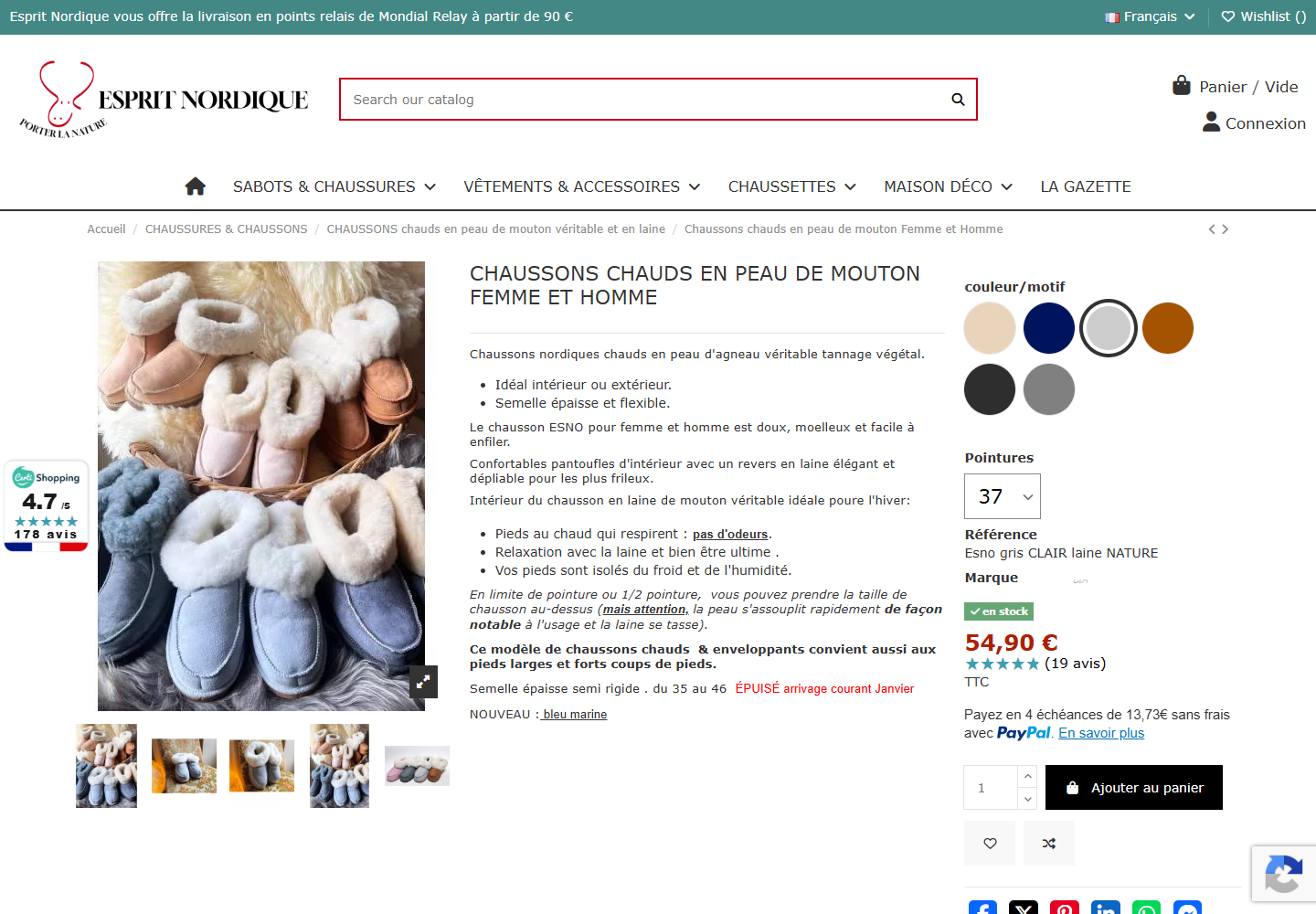 Capture de la page officielle de Esprit Nordique ESNO